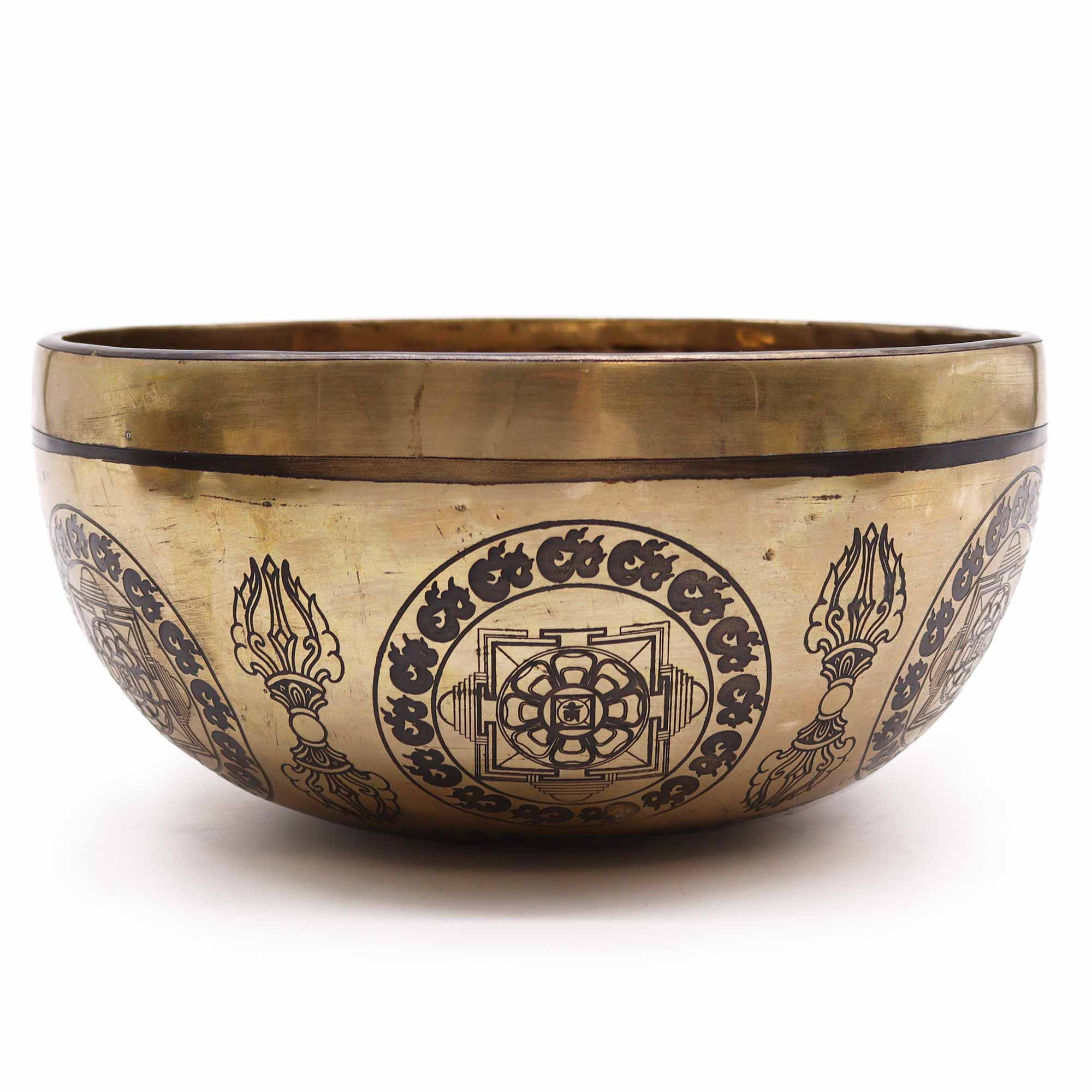Tibetská Gravírovaná Miska - 21cm - 5 Buddhů